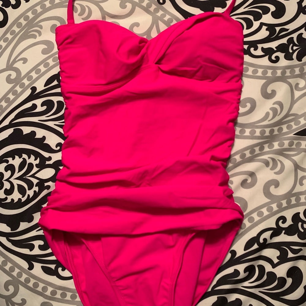 One piece twisted front swimsuit